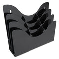 3-Tier Literature Display w/Removable Dividers Organizes Magazines or Pamphlets.  13 3/8"w x 3 1/2"d x 11 1/2"h. Black Acrylic.