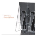 8-Bin Wall-Mount Brochure Display.  18 1/4"w x 3 3/8"d x 23 3/4"h.  Black Acrylic Back w/Clear Spring-Action Pockets.