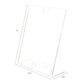 Superior Image Slanted Acrylic Sign Holder with Business Card Storage Pocket.  8 1/2"w x 4 1/2"d x 11"h.