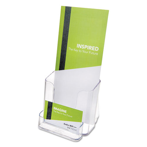 DocuHolder Acrylic Display for Countertop or Wall-Mount w/Business Card Storage Pocket.  4 3/8"w x 4 1/4"d x 7 3/4"h.