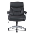 Big & Tall Mid-Back Executive Chair w/Padded Armrests supports up to 400 lbs.  Black Leather and Aluminum Base.