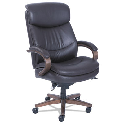 Big & Tall Executive Chair w/Padded Armrests and ComfortCore Plus Memory Foam.  Supports up to 400 lbs.  Black Leather and Weathered Gray Base.