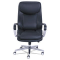Big & Tall Executive Chair w/Padded Armrests and ComfortCore Gel Memory Foam.  Supports up to 400 lbs.  Black Leather and Silver Base.