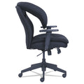 Mid-Back Task Chair w/Active Contoured Ergonomic Support (ACES) and SertaPedic Comfort System.  Padded, Adjustable-Height Armrests.  Supports up to 275 lbs.  Black Fabric and Black Base.