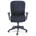 Mid-Back Task Chair w/Active Contoured Ergonomic Support (ACES) and SertaPedic Comfort System.  Padded, Adjustable-Height Armrests.  Supports up to 275 lbs.  Black Fabric and Black Base.