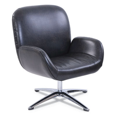 Tavern Collection Reception Area/Lounge Chair w/CoilSpring Seat Cushion and 360o Swivel Base.  Distressed Brown Leather and Chrome Base.
