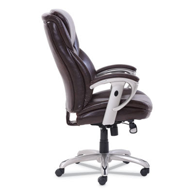 Executive Mid-Back Task Chair w/SertaPedic Memory Foam and Height- and Width Adjustable Armrests.  Supports up to 300 lbs.  Black Leather with Silver Base.