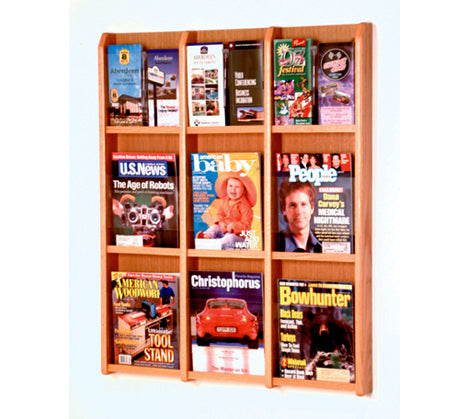 9 Magazine/18 Brochure Acrylic & Oak Wall Display