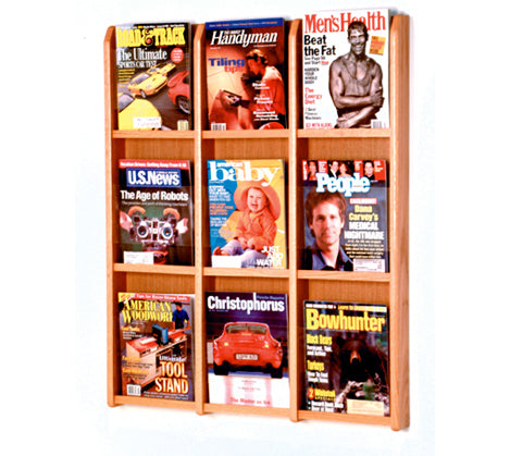 9 Pocket Acrylic & Oak Wall Display