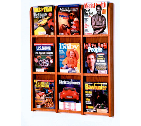 9 Pocket Acrylic & Oak Wall Display