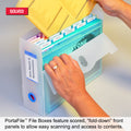 Ultimate Office PortaFile™ Frost File Box 3 5/8"d Storage Organizer for Folders, Hanging Files or Loose Documents. Heavy Duty Polypropylene with 6 Color Rings, Matching Labels and Fold Down Front Flap for Easy Access, with 25 PocketFiles™