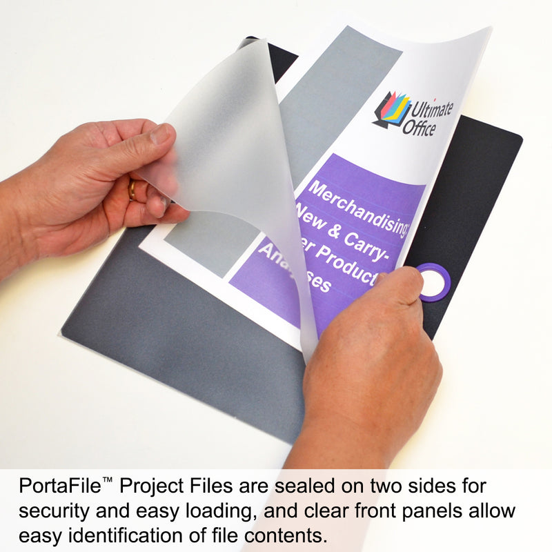 Ultimate Office PortaFile™ Clear-Front Document Folder Project Pockets, Letter Size. Heavy-Duty Files with Color-Coded Rings and Adhesive Labels (set of 5)