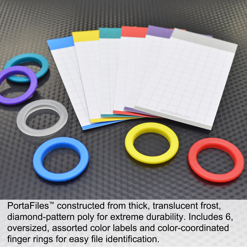 Ultimate Office PortaFile™ Magazine File Vertical File Organizer Box, Ideal for Magazines, Notebooks & File Storage, Includes 6 Color Finger Rings, Labels and a Lifetime Guarantee (set of 3), Black