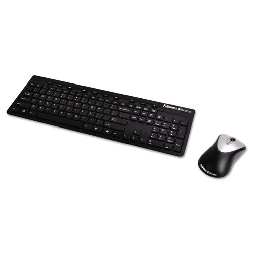 Microban Antimicrobial Slimline Wireless Keyboard & Mouse Combination, 2.4 GHZ Frequency 15 ft. Range, Black