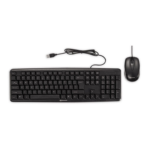 Slimline Corded Keyboard & Mouse Combination, USB 2.0, Black