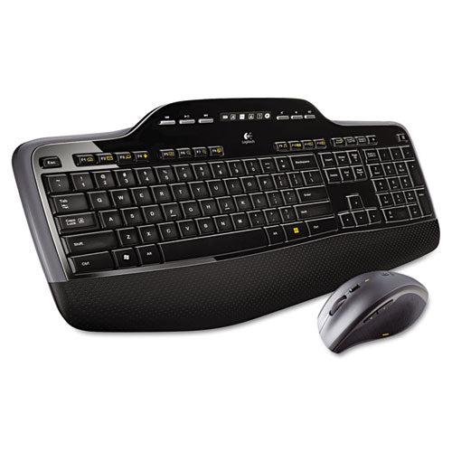 Wireless Incurve Keys Keyboard & Mouse Combination, w/cushioned palm rest, 2.4 GHZ Frequency, 30 ft. Range, Black