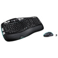 Wireless Comfort Wave Keyboard & Mouse Combination, 2.4 GHZ Frequency, 30 ft. Range, Black