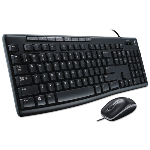 Wired Low-Profile Media Keyboard & HD Optical Mouse Combination, USB 2.0, Black