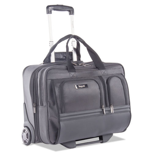 Polyester Business Case on Wheels w/Padded Computer Compartment, 15" x 13 3/4" x 10", Black