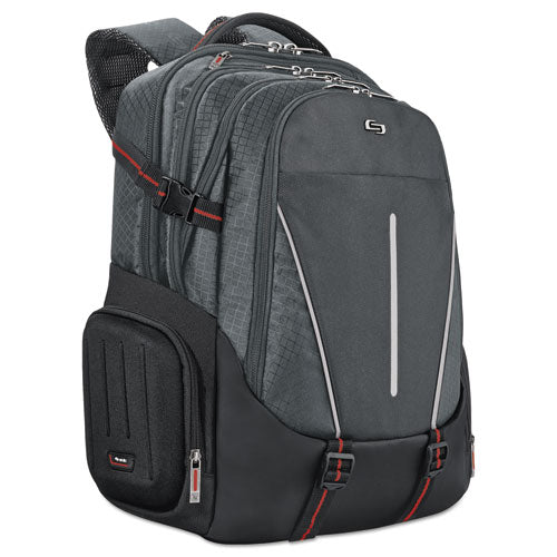Active Laptop Backpack holds Laptops up to 17 1/4", 12 1/2" x 18 5/8" x 9", Black