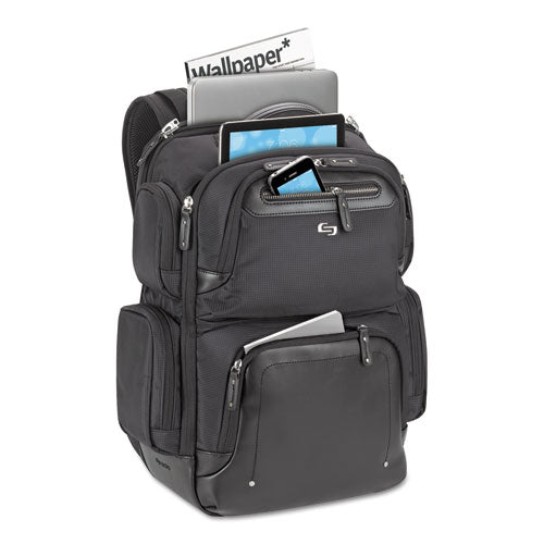 Lexington Polyester Backpack holds Laptops up to 15 1/2", 16 1/2" x 18 1/2" x 8", Black
