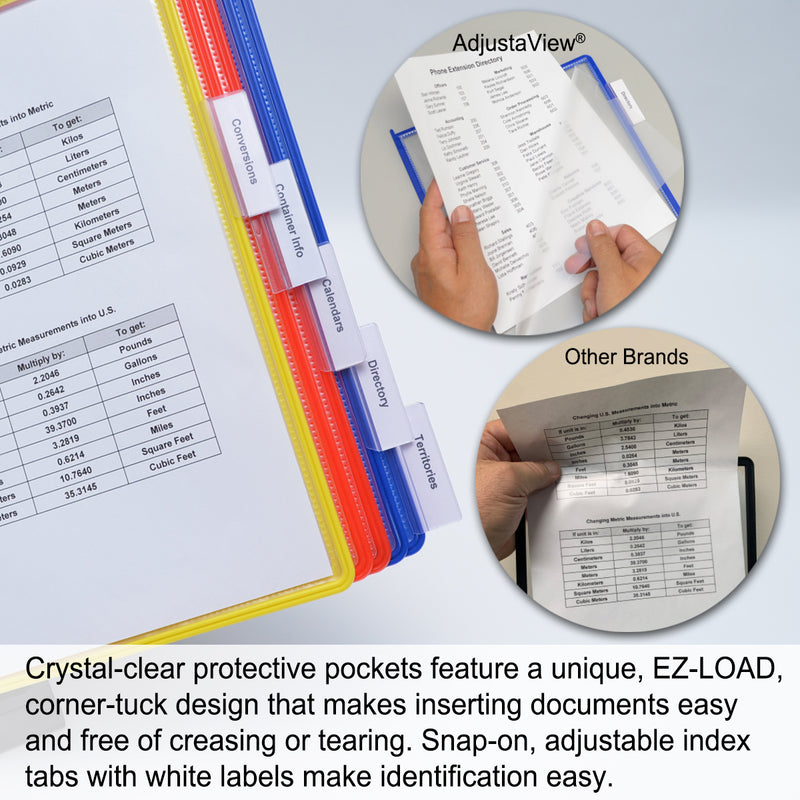 Ultimate Office AdjustaView™ 20-Pocket Desk Reference Organizer with EZ-LOAD Pockets and Compact Weighted Base for Stability