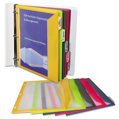 Binder Pocket w/ Write-On Index Tabs, 8 1/2" x 11", Assorted (set of 5)