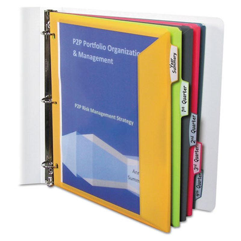 Binder Pocket w/ Write-On Index Tabs, 8 1/2" x 11", Assorted (set of 5)