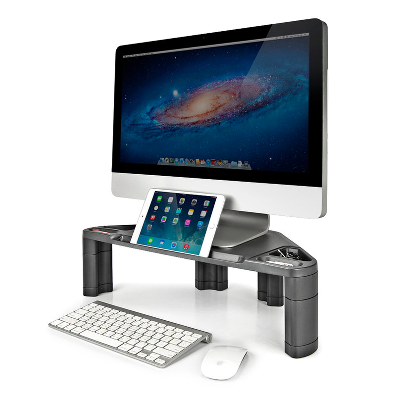 Space-Saver Corner Monitor/Laptop Stand w/Smart Device Holder