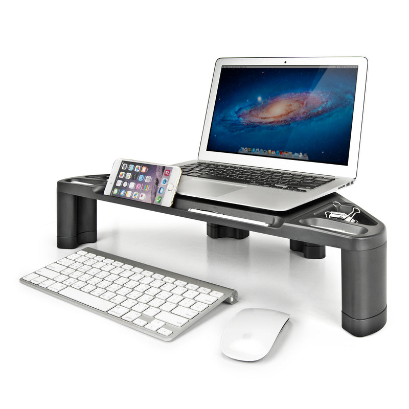 Space-Saver Corner Monitor/Laptop Stand w/Smart Device Holder
