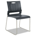 Continental Plastic Perforated Back Sled Base Stack Chair, Pewter w/Charcoal (set of 4 chairs)