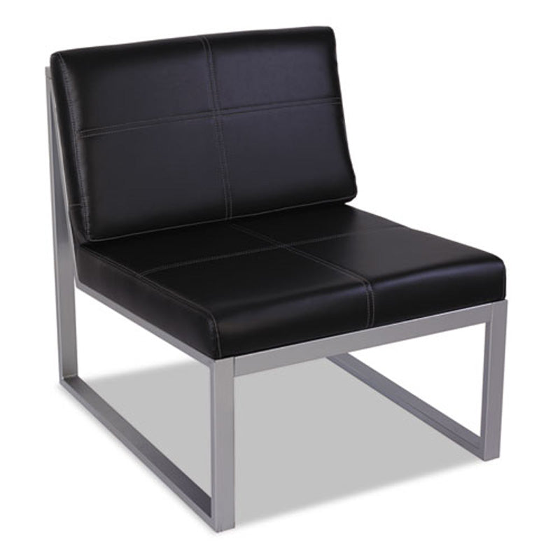 Cube Chair, Silver w/Black Leather