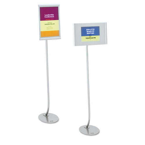 Designer Sign Stand (Fits 11" x 17") w/ Revolving Frame, Silver Base