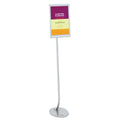 Designer Sign Stand (Fits 11" x 17") w/ Revolving Frame, Silver Base