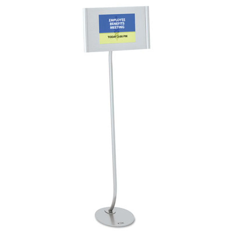 Designer Sign Stand (Fits 11" x 17") w/ Revolving Frame, Silver Base