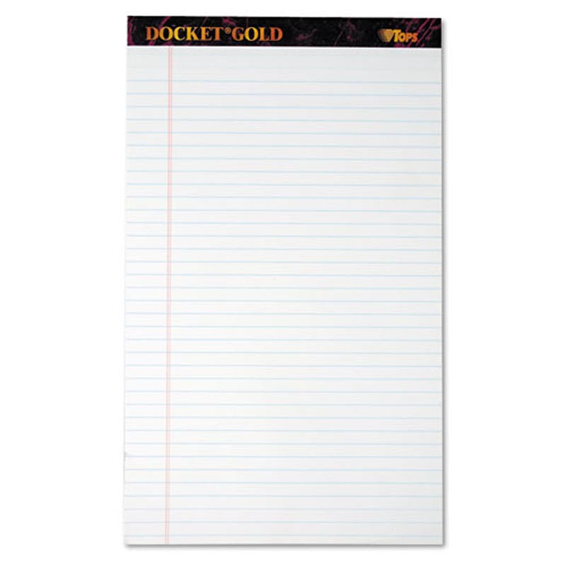 Docket Gold Perforated Pads, Wide Rule, Legal Size, 20# Paper (12-pack, 50 sheet pads)