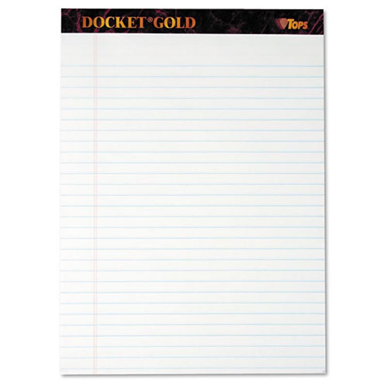 TOPS Docket Gold Writing Tablet, 5 x 8 Inches, Perforated, White, Narrow Rule, 50 Sheets per Pad TOPS Docket Gold Writing Tablet, 5 x 8 Inches, Perforated, White, Narrow Rule, 50 Sheets per Pad