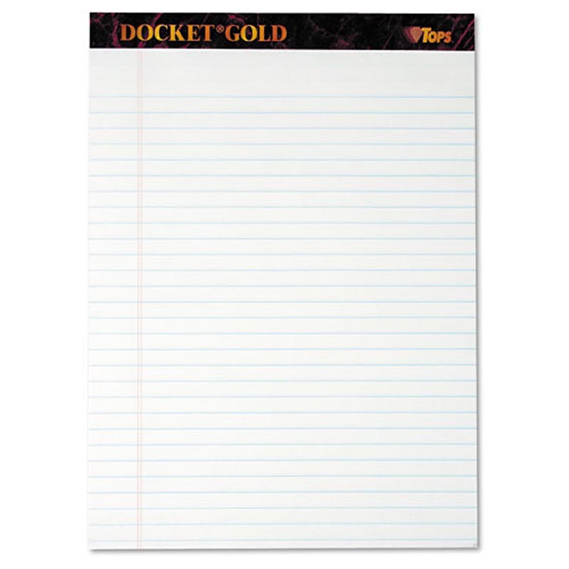 Docket Gold Perforated Pads, Wide Rule, Letter Size, 20# Paper (12-pack, 50 sheet pads)