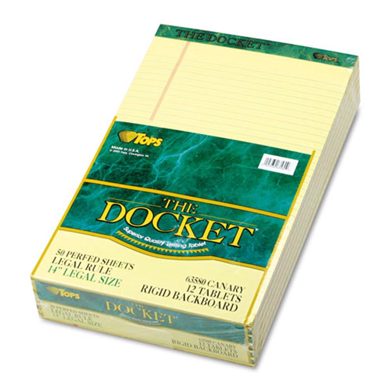 Docket Perforated Pads, Wide Rule, Lgl 16# Paper