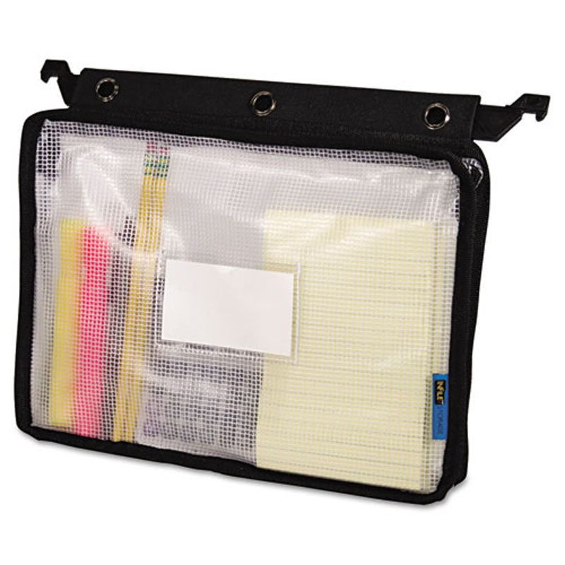 Advantus Corp Expanding Mesh Zipper Pouch, 8.5 x 11, clear black