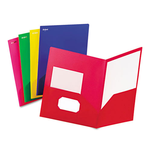 Fashion Polypropylene Twin Pocket Folders, Box of 25, Assorted (Blue, Green, Pink, Red, Yellow)