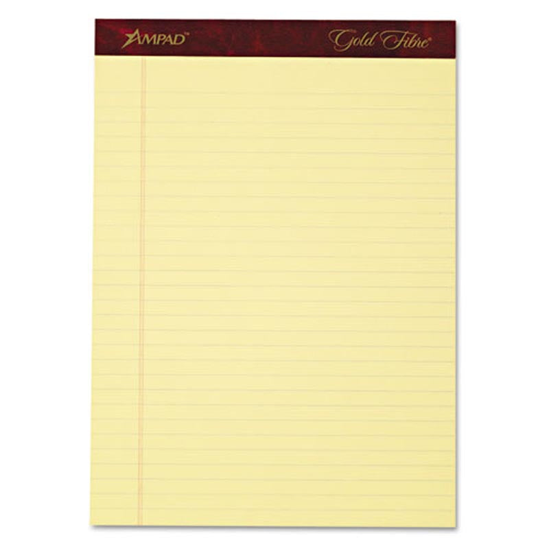 Gold Fibre Watermarked Writing Pads, Wide Rule, Letter Size, 20# Paper (4-pack, 50 sheet pads)
