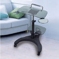 Height-Adjustable Laptop Desk with Printer Platform (Glass Platforms)