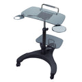 Height-Adjustable Laptop Desk with Printer Platform (Glass Platforms)