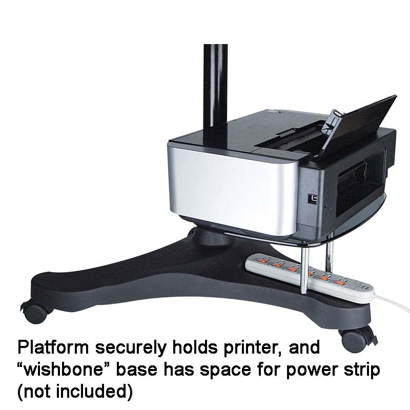 Height-Adjustable Laptop Desk with Printer Platform (Glass Platforms)