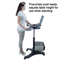 Height-Adjustable Laptop Desk with Printer Platform (Glass Platforms)