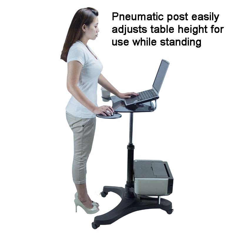 Height-Adjustable Laptop Desk with Printer Platform (Glass Platforms)