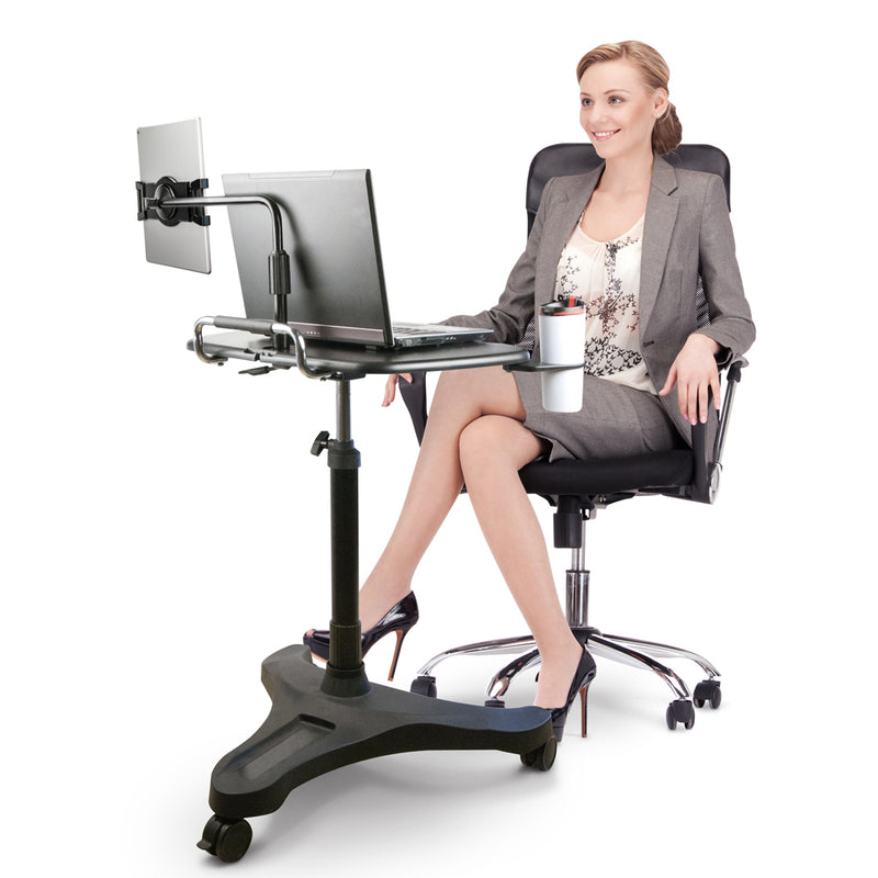 Sit/Stand Mobile Laptop Workstation w/XL Tablet Holder