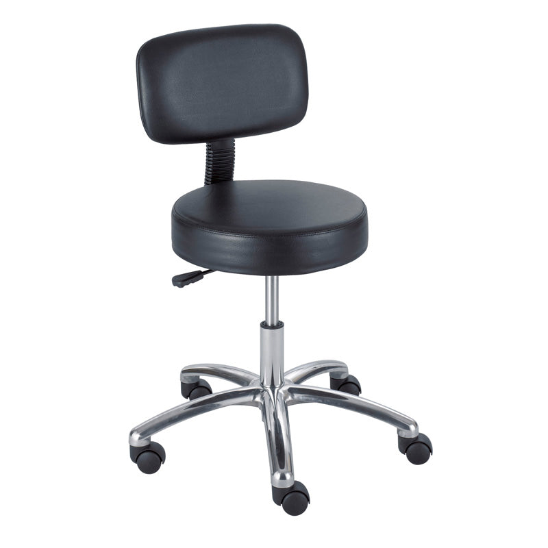 Lab Stool with Back, Pneumatic Lift Black
