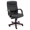 Madaris High-Back Tilt Chair with Wood Trim, Mahogany w/Black Leather